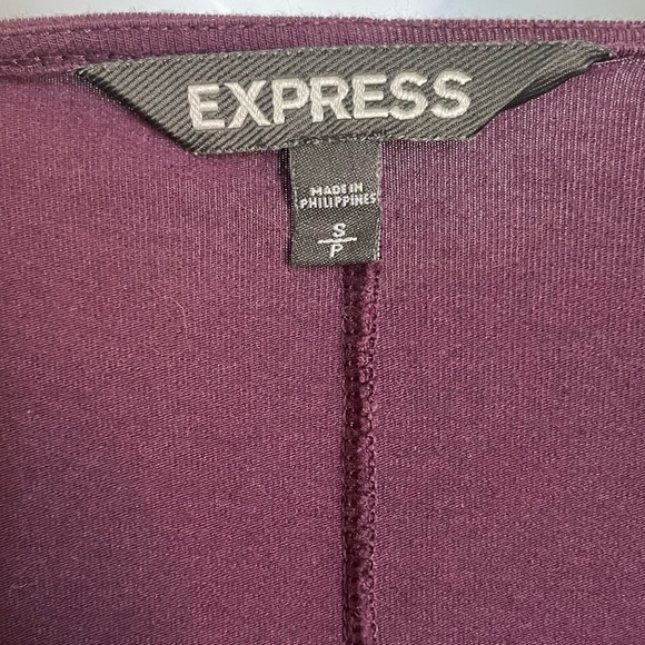 Express Dark Purple Long Sleeve Fit & Flare Mini Dress | V-Neck Style - Picture 3 of 4